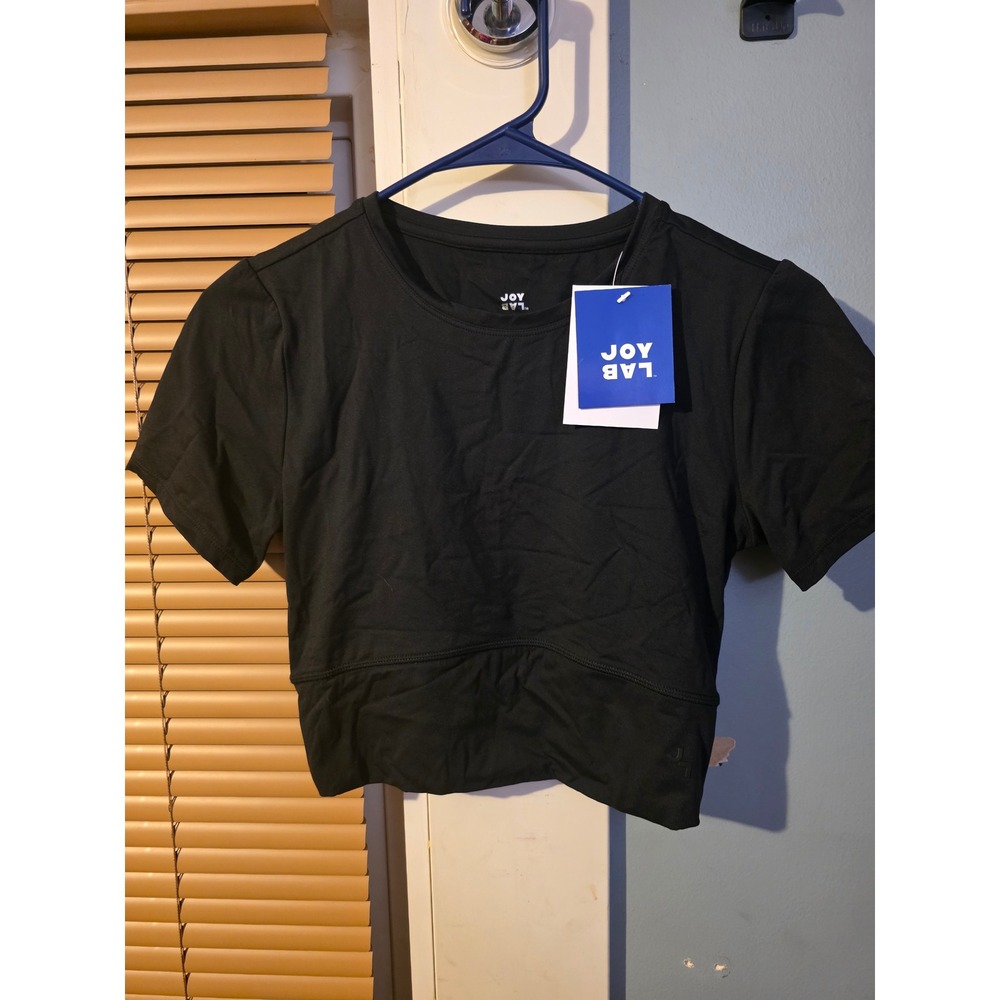Joy Lab Black Cropped Short Sleeve Moisture Wicking Tee Size S